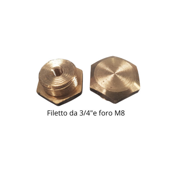 Tappo in ottone da 3/4  con filetto M8