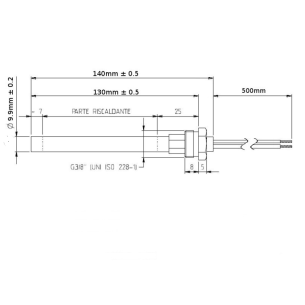 Cartuccia resistenza per stufa a pellet filetto 3/8 diametro 9.9 2