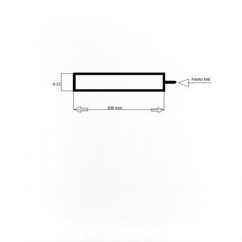 Anodo magnesio L.300 mm diametro 22 con filetto M8