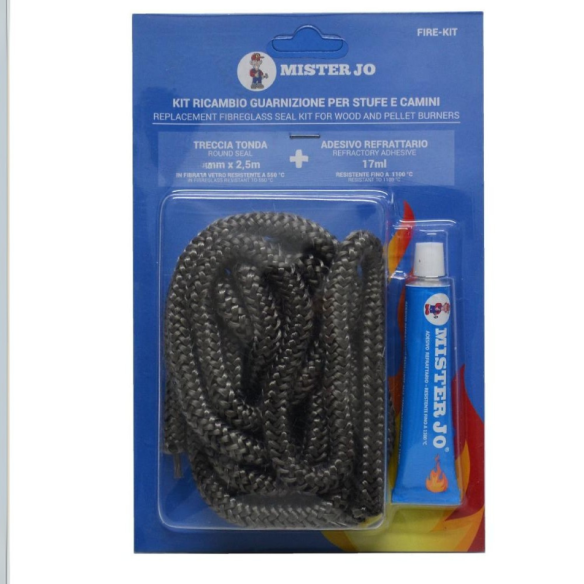 KIT guarnizione per  focolari, inserti, stufe, caldaie da 8 mm