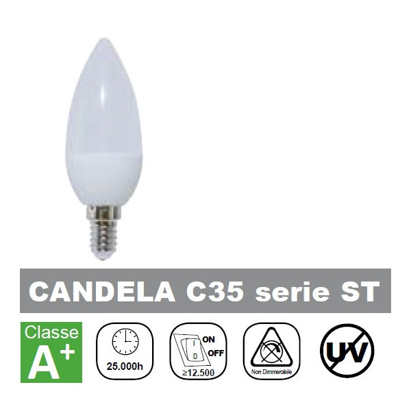 LAMPADA LED 6W, 500lm, Candela, Luce Fredda
